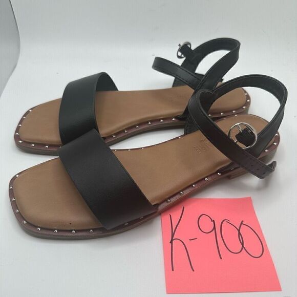 CUSHIONAIRE Women's one band sandal +Memory Foam 6 BLACK - Picture 3 of 7